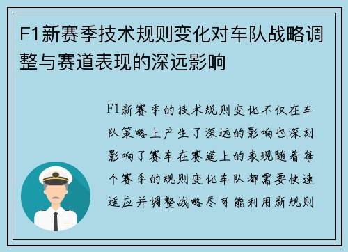 F1新赛季技术规则变化对车队战略调整与赛道表现的深远影响